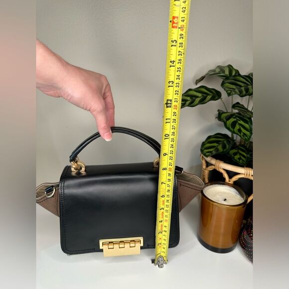 ZAC Zac Posen Eartha Top Handle Leather & Suede Satchel Cream Black Tan - Picture 11 of 15